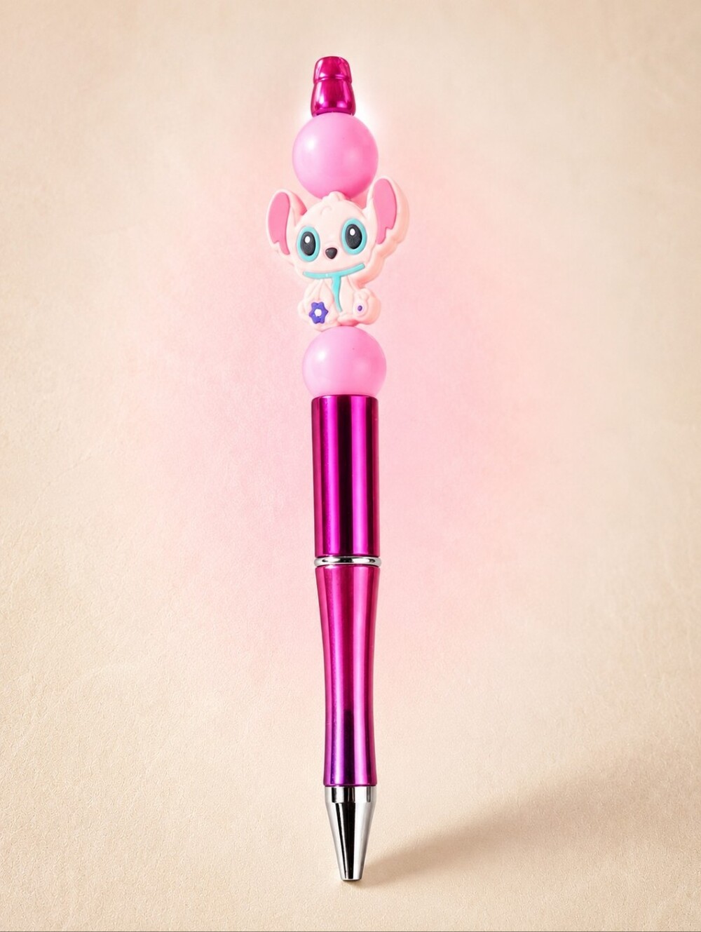 Handmade Pink Novelty Pen with Character Top